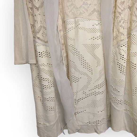 Chicos Womens Sweater Sz Medium Crochet‎ Knitted Coverup Cardigan Cottagecore - Picture 8 of 13